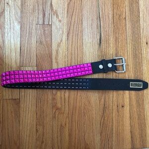 Hot Pink and Black Studded Belt W/Removable Buckle